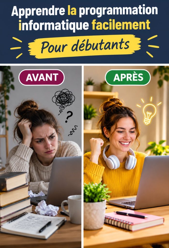Image représentative d'un développeur apprenant la programmation sur son ordinateur